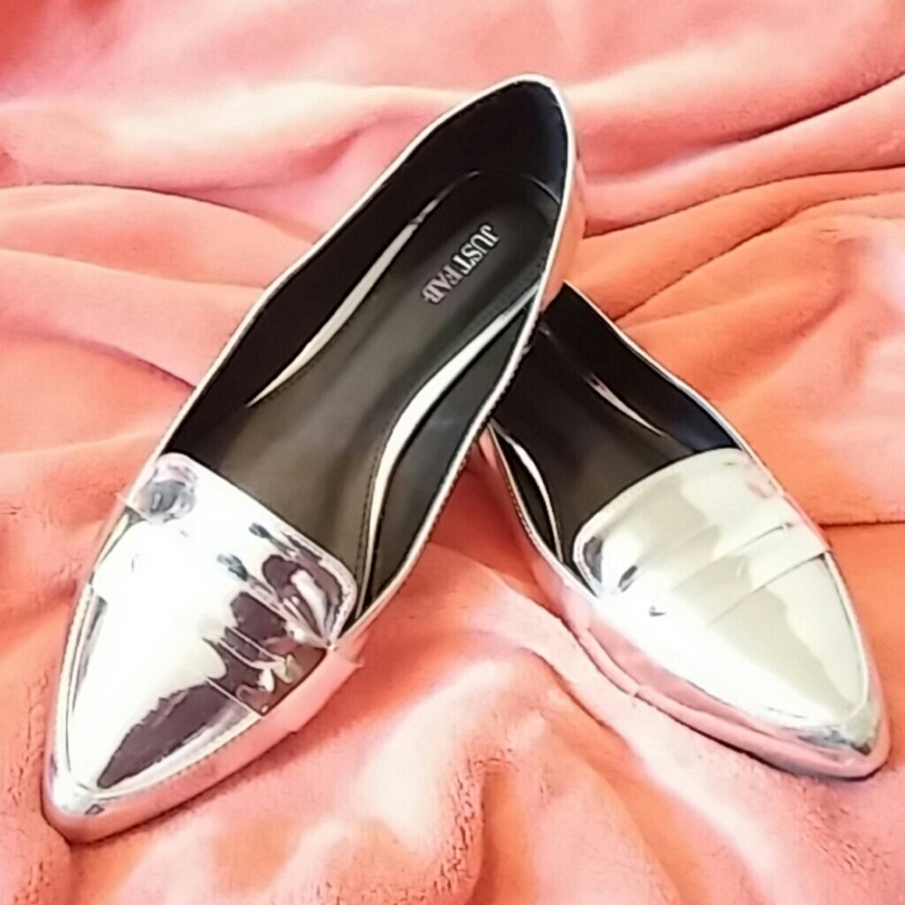 Metallic Silver Loafers